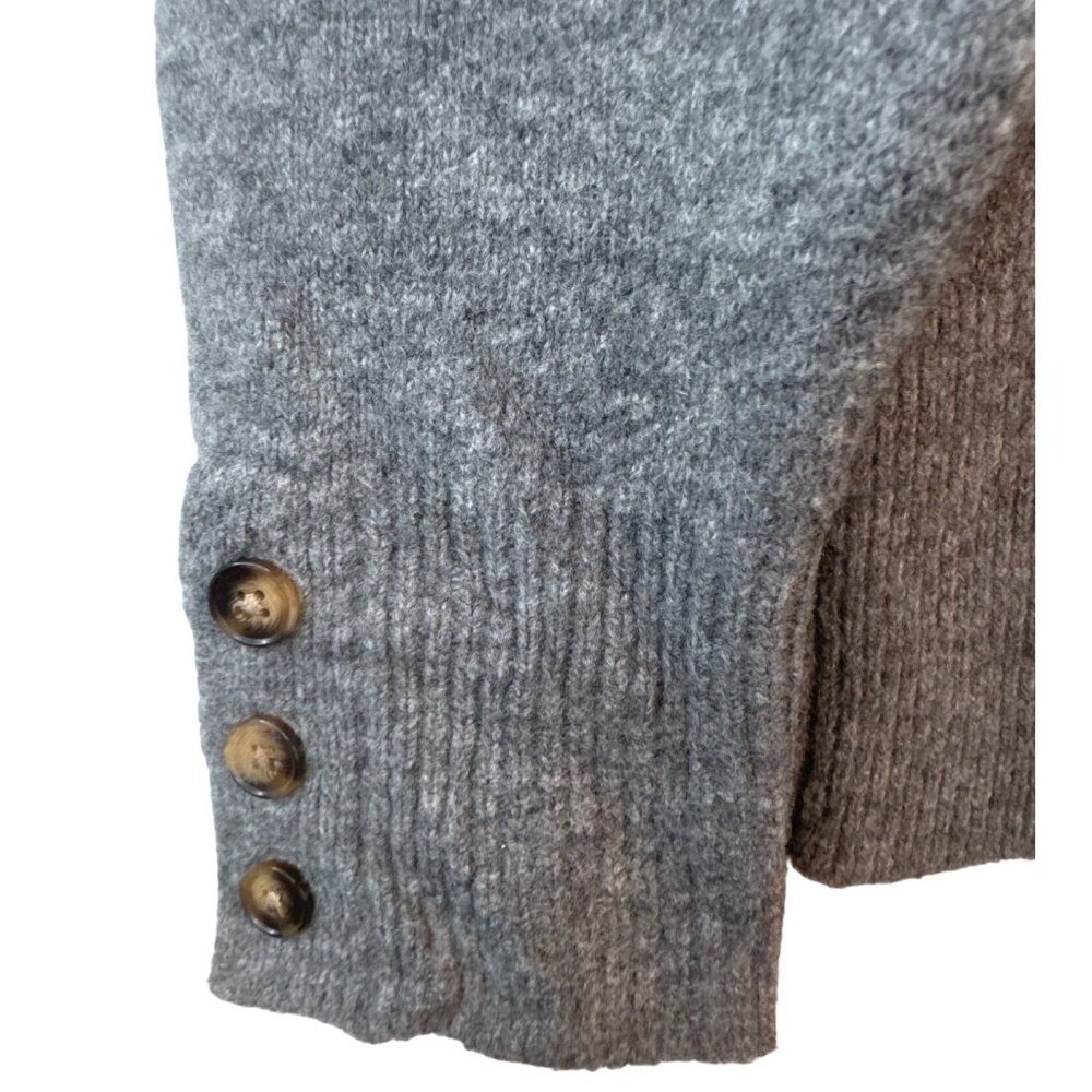 ZARA Gray Large Ribbed Button-Up High Collar Sweater - Picture 5 of 10